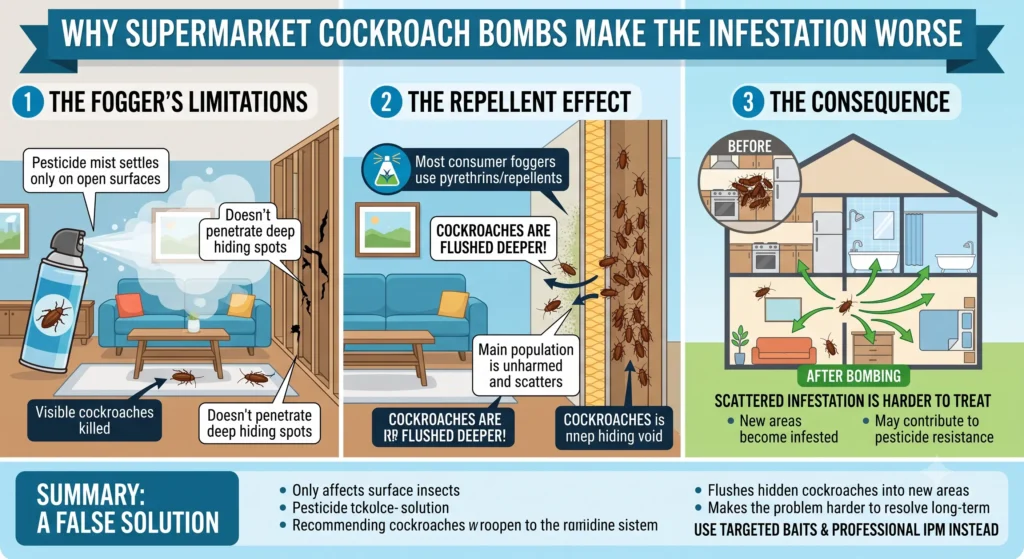 Why supermarket cockroach bombs make the infestation worse