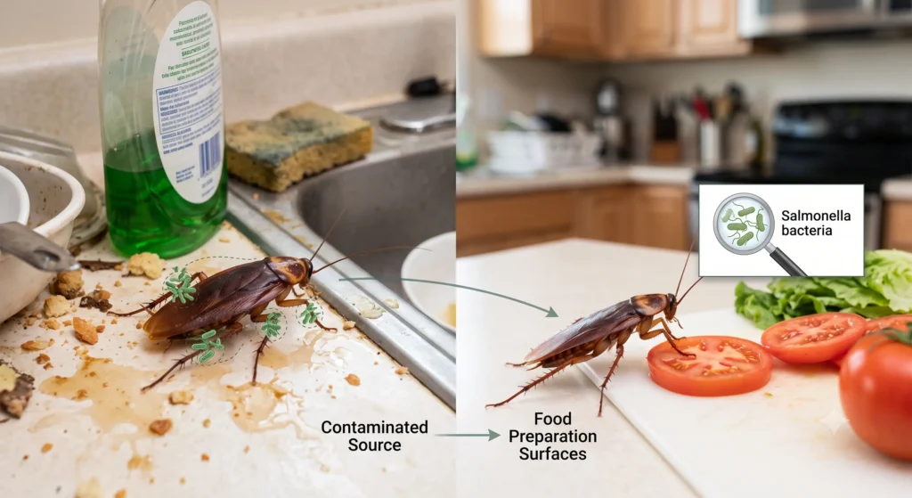 The link between household cockroaches and Salmonella food poisoning