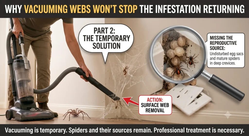 Why Vacuuming Spider Webs Won’t Stop the Infestation Returning
